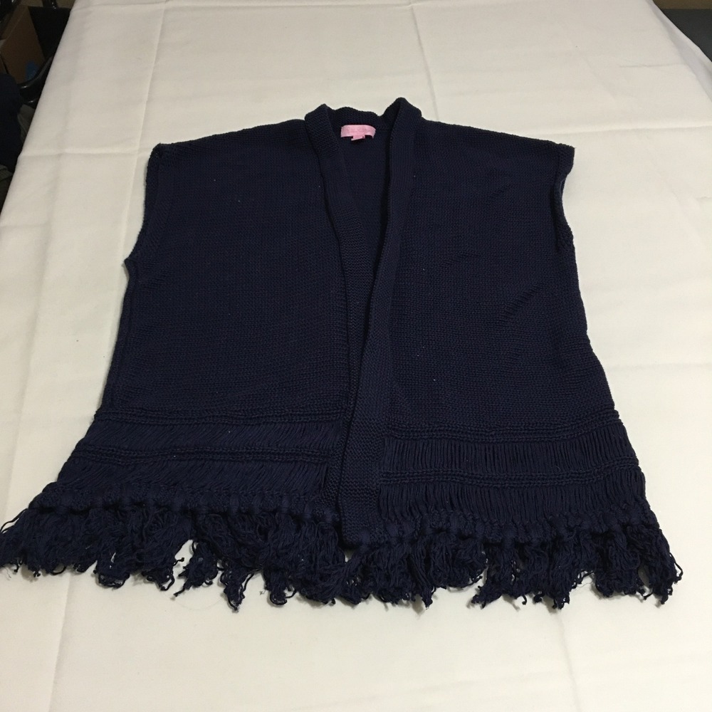 Lilly Pulitzer Bedford Open Front Cardigan Cover-up Womens XXS/XS Navy Blue